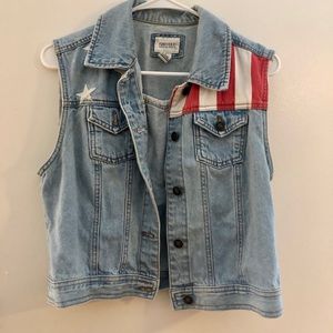 Rustic American Flag Denim Vest